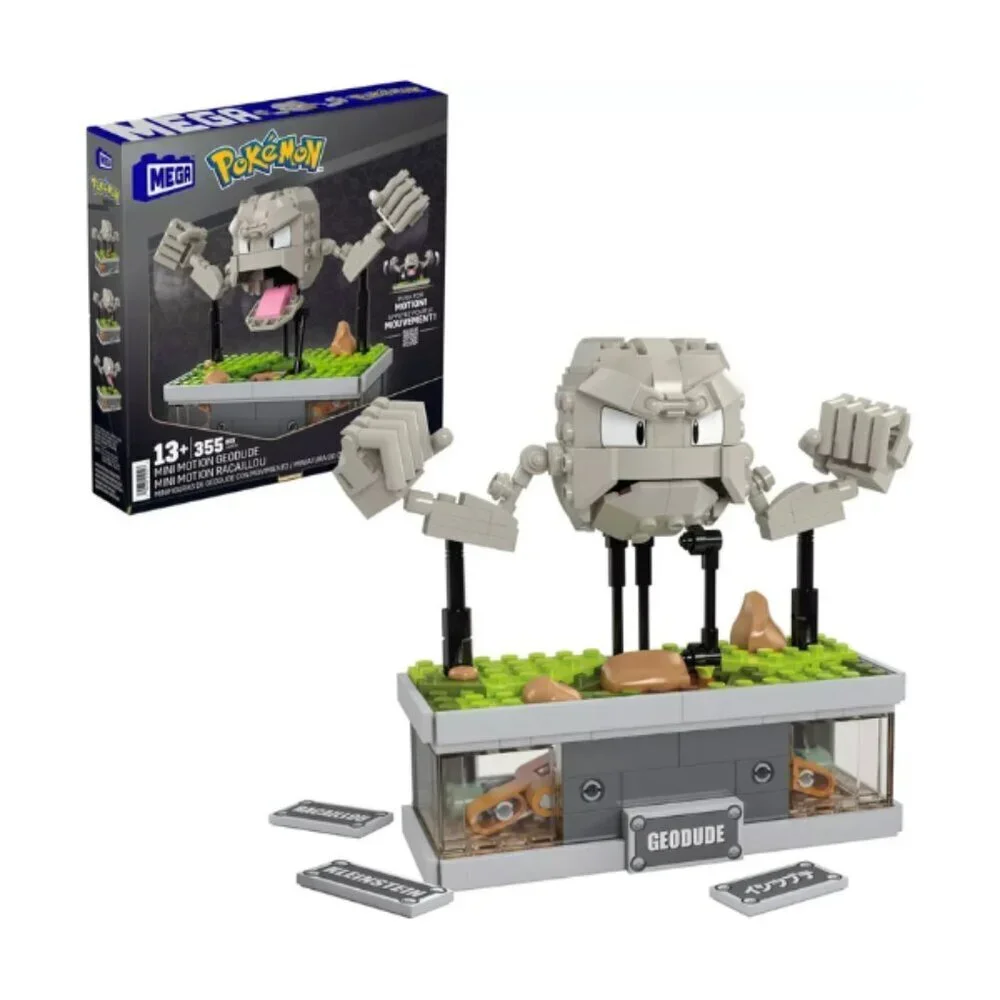 Mega Pokemon Mini Motion Geodude Building Toy Set HWR79 355 Pieces Kids Gift